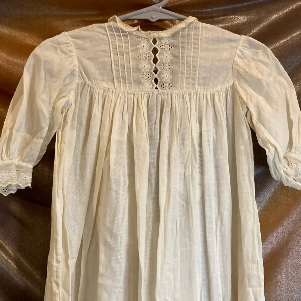 Vintage 2t- 3t‎ Ivory Lace Nightgown linen long 1930’s box P